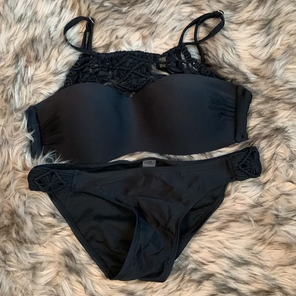 Designer Bikini Swimsuit swimwear S black